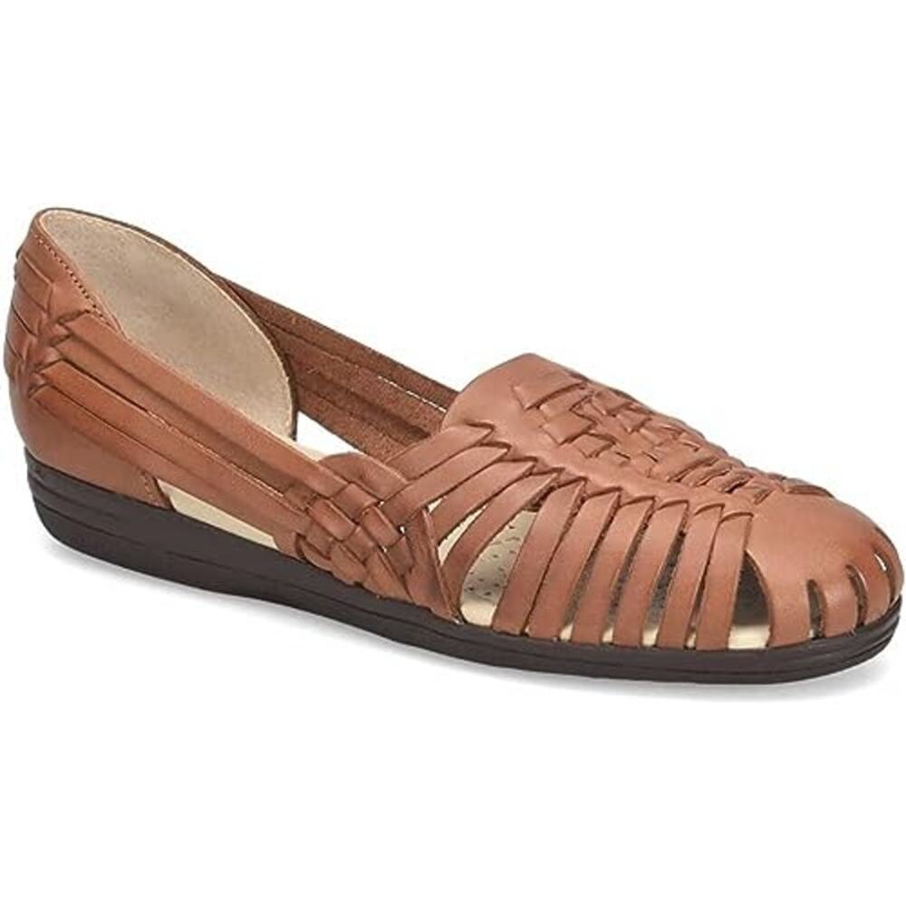 Softspots Womens Size 9.5W Brown Leather Comfortiva Trinidad Huarache Flat Shoes